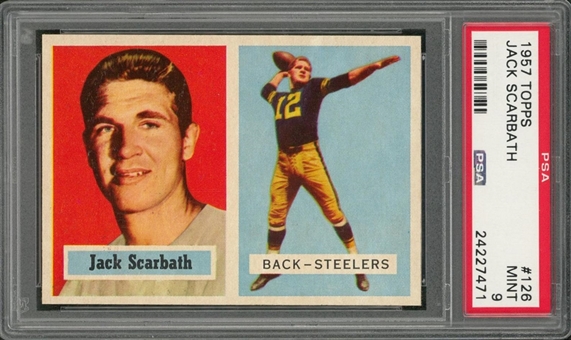 1957 Topps Football #126 Jack Scarbath – PSA MINT 9